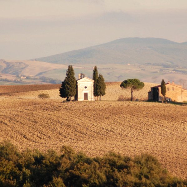 Heading South you can visit Valdorcia, Pienza and Montalcino