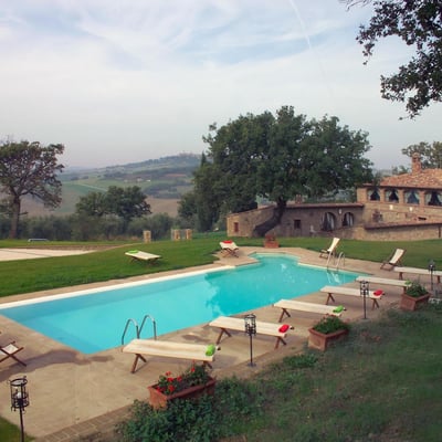 Podere Enea | Country House and Pool with views of Pienza