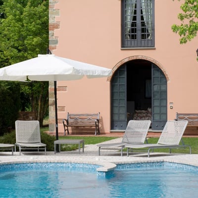 Pool and house