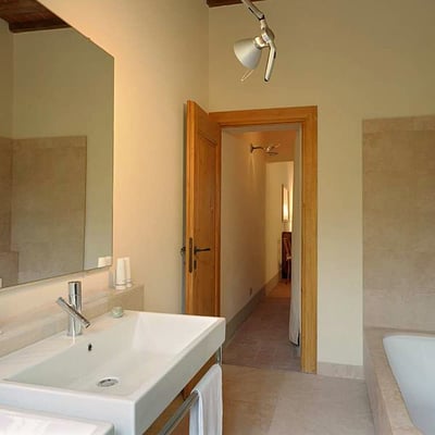 This bathroom also has a bath