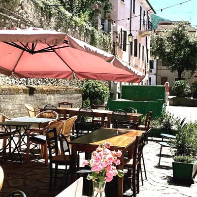 There is a small restaurant in the main square of Ameglia