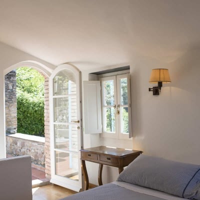 The double bedroom has beautiful views of Ameglia