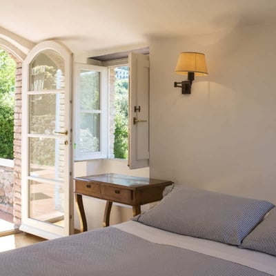 French windows from the double bedroom