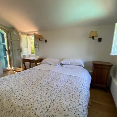 The double bedroom is upstairs