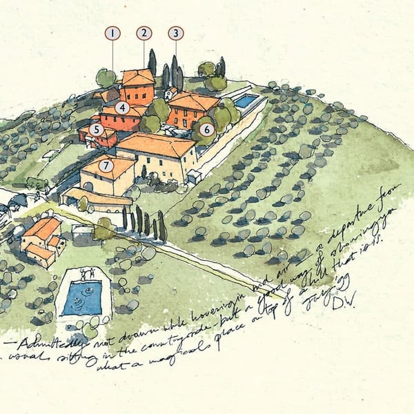 Labelled painting of Montestigliano