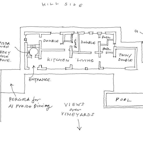 A sketch of Contenta's floor plan