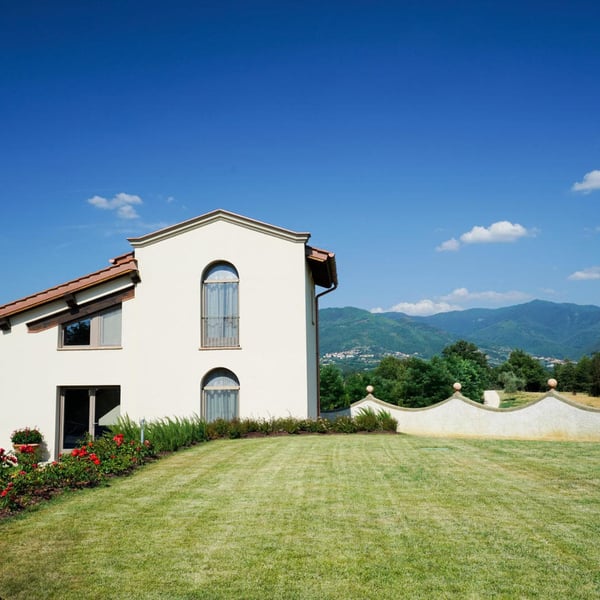 The external smaller villa has a more contemporary feel.