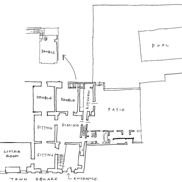 Larger plan with pool and the extra bedroom above the kitchen