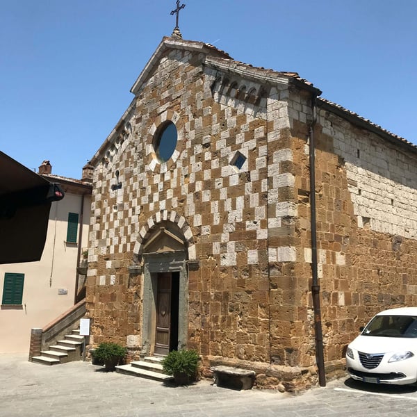 Tuscan villages have wonderful old churches - this is in Trequanda