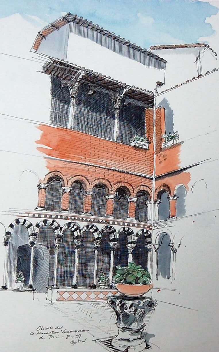 A sketch I made of the cloister of Torri a long time ago now - it still looks exactly the same. ChiostroDiTorri