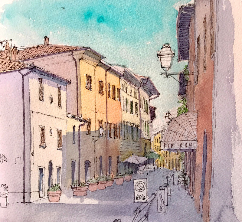 A sketch of Casole's high street I made from Luciano's Bar casole-dwg