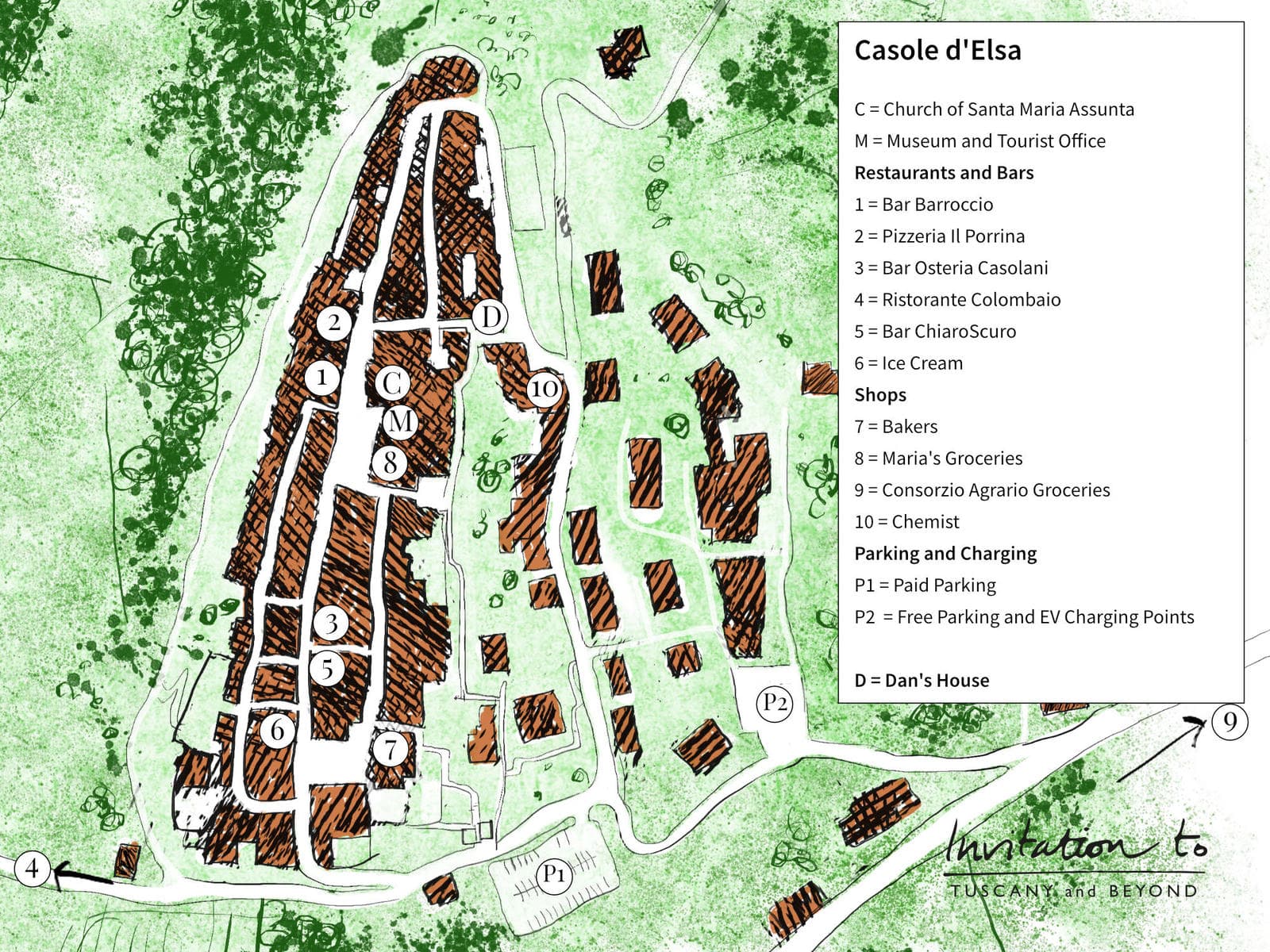 A sketch of the layout of Casole d'Elsa casole-plan-annotated-sm