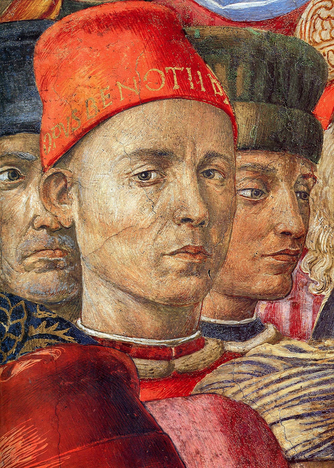 As an example, look at the expression and life in this self-portrait by Benozzo Gozzoli and compare to early thirteenth-century work. This piece is in Florence, I didn't have a good photo of any similar work in the Pinacoteca, but you get my point. sm-Benozzo-Gozzoli-autoritratto-capelladeimagi-firenze