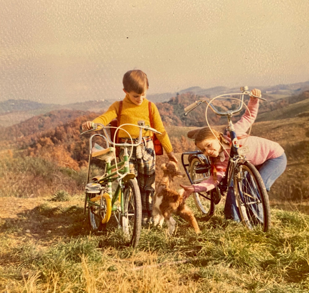 Christmas 1974 - my sister and I got new bikes and Billy the kid came along to inspect them. Dan-Sally-and-billy-the-kid