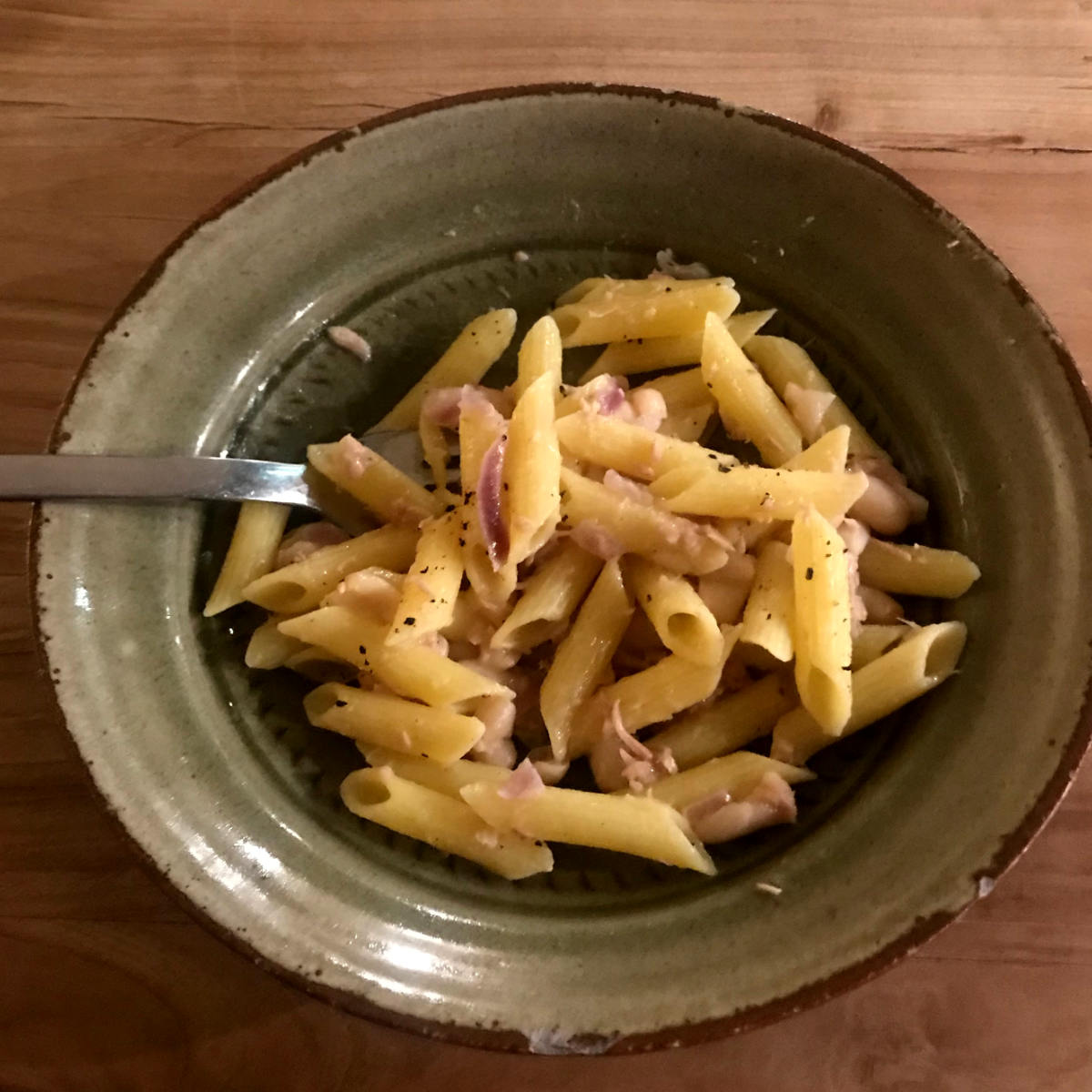 Bowl of Pasta with Tuna and Beans